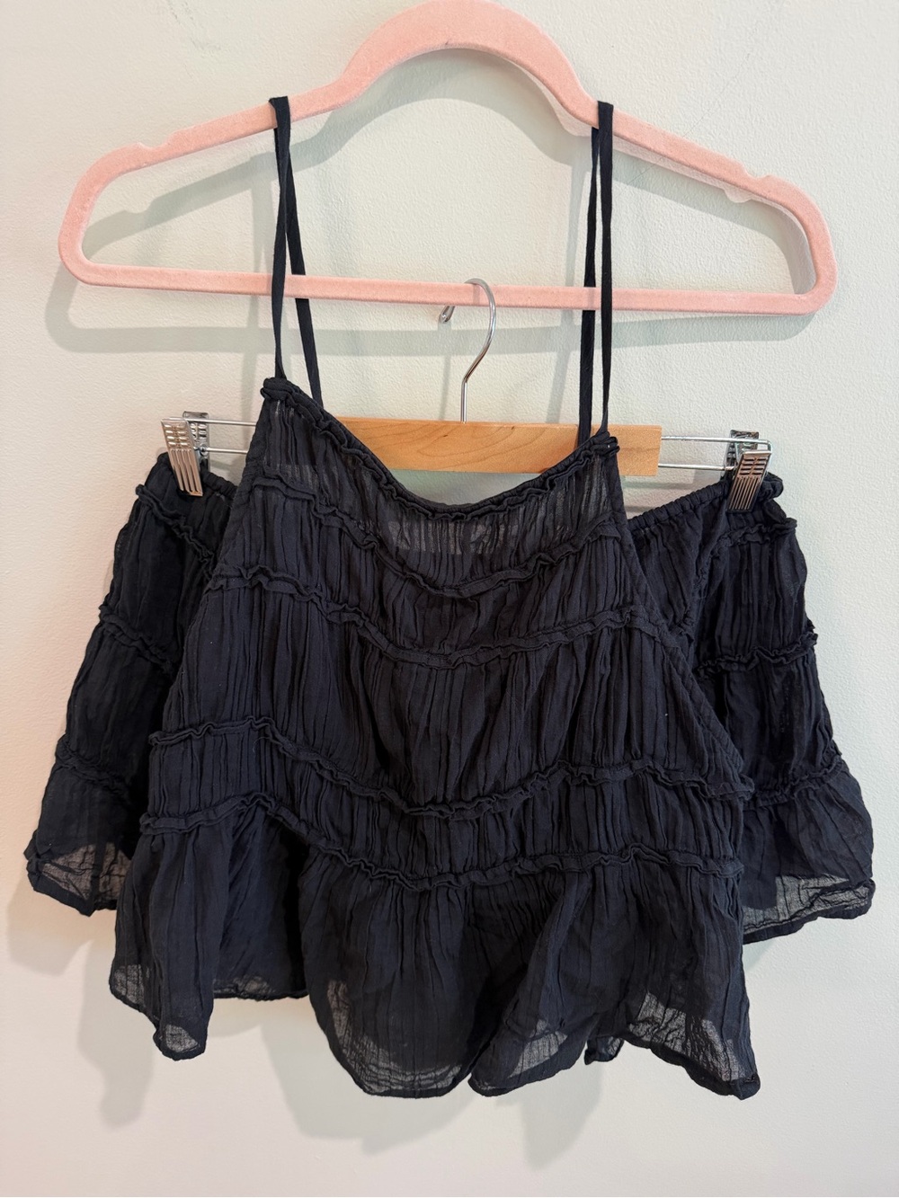 Free-Est Ruffle Black See-Through Set